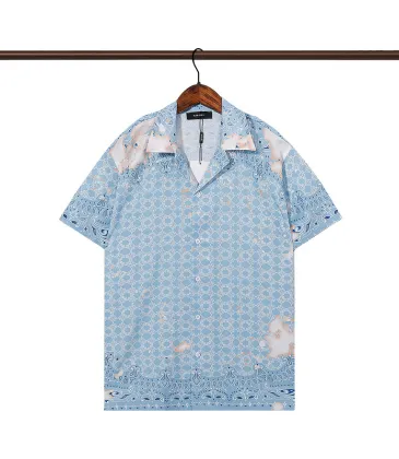 Amiri Blue Paisley Print Cuban Collar Short Sleeve Shirt for Summer Style #A54240