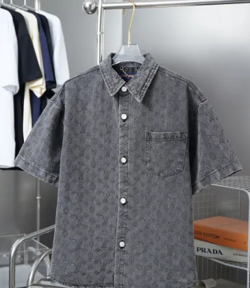 Louis Vuitton Shirts for Louis Vuitton long sleeved shirts for men Denim short sleeve shirt #A52986