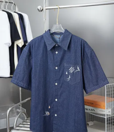 Louis Vuitton short sleeved shirts for men denim shirt #A52981