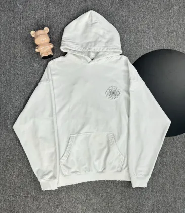Chrome Hearts White/Black/Blue Hoodie with Bold Black Cross Flower Embroidery Design #A54265
