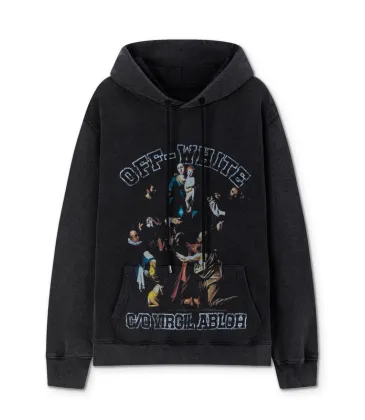 Off - White Black Hoodie With Artistic Graphic And Brand Tribute Design #A54248