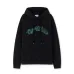Off White Black Hoodie with Blue Green Glitter Logo and Front Pocket for Men and Women #A54251