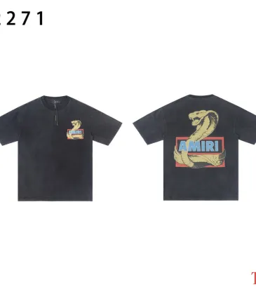Amiri T-shirts Trendy Snake Pattern Washed Distressed Black #A53788