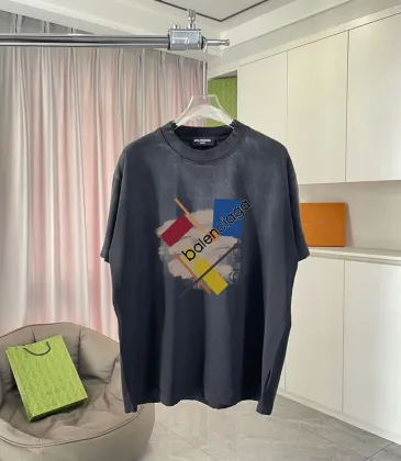 Balenciaga T-shirts for Men Abstract Color Block Logo Art Black/White/Red #A54220