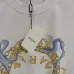 Balmain Paris White/Black T Shirt with Gold Chain and Blue Ribbon Circular Graphic Design for Men #A54257