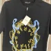 Balmain Paris White/Black T Shirt with Gold Chain and Blue Ribbon Circular Graphic Design for Men #A54257