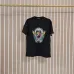 Balmain Paris White/Black T Shirt with Gold Chain and Blue Ribbon Circular Graphic Design for Men #A54258