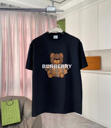 Burberry Black/Green/Purple/White T Shirt with Classic Check Pattern Teddy Bear Graphic Design for Casual Streetwear Style #A54260