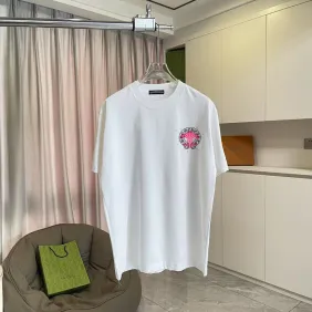 Chrome Hearts T-shirt for MEN Pink Logo Gothic Inspired Back Design Black/White/Red #A54213