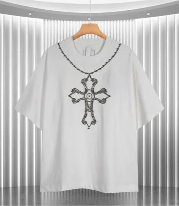 Chrome Hearts T-shirt for MEN Rhinestone Cross &amp; Necklace Inspired Design Black/White #A54218