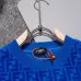 Fendi T-shirts for men logo printing Black/White/Blue #A47099