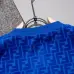Fendi T-shirts for men logo printing Black/White/Blue #A47099