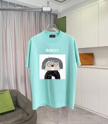 Gucci Light Blue T Shirt Featuring Funny Cartoon Character with Glasses in Modern Style #A54264