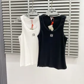 Loewe Anagram Ribbed Tank Top  Essential Luxury Vest in Classic Black and White #A54232