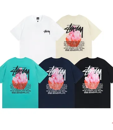 Stussy Crystal Diamond Reflective print short-sleeved T-shirt for men and women #A33135