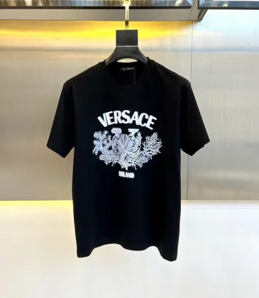 Versace T-Shirts Blue Milan Inspired Graphic Luxury Cotton Black/White #A54210
