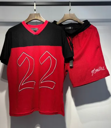 Amiri Red and Black Number 22 Mesh Jersey and Shorts Two Piece Set for Men #A54243