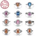 Popular fashion simple white gold heart-shaped pink opal ring #999914512
