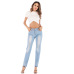 Foreign trade women's high elastic slim hole jeans Amazon Women's medium waist large denim black pants #99115717