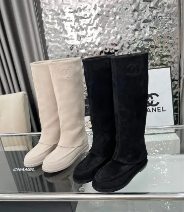 Chanel shoes for Women Chanel Boots CC High Boots Black/White #A54031