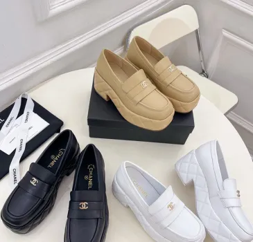 Chanel shoes for Women Chanel Leather Loafers: Timeless Style with Iconic Gold CC Logo White/Black/Brown #A54192