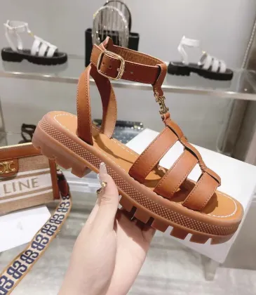 CELINE Leather Sandals Khaki/Black/Brown #A40502