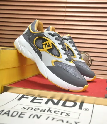 Fendi shoes for Men's Fendi New Domino Sneakers Grey/Yellow #A52996