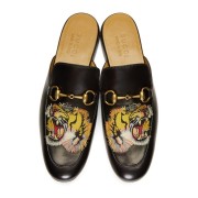 Gucci men's loafers leather horse title buckle tiger applique #9120224