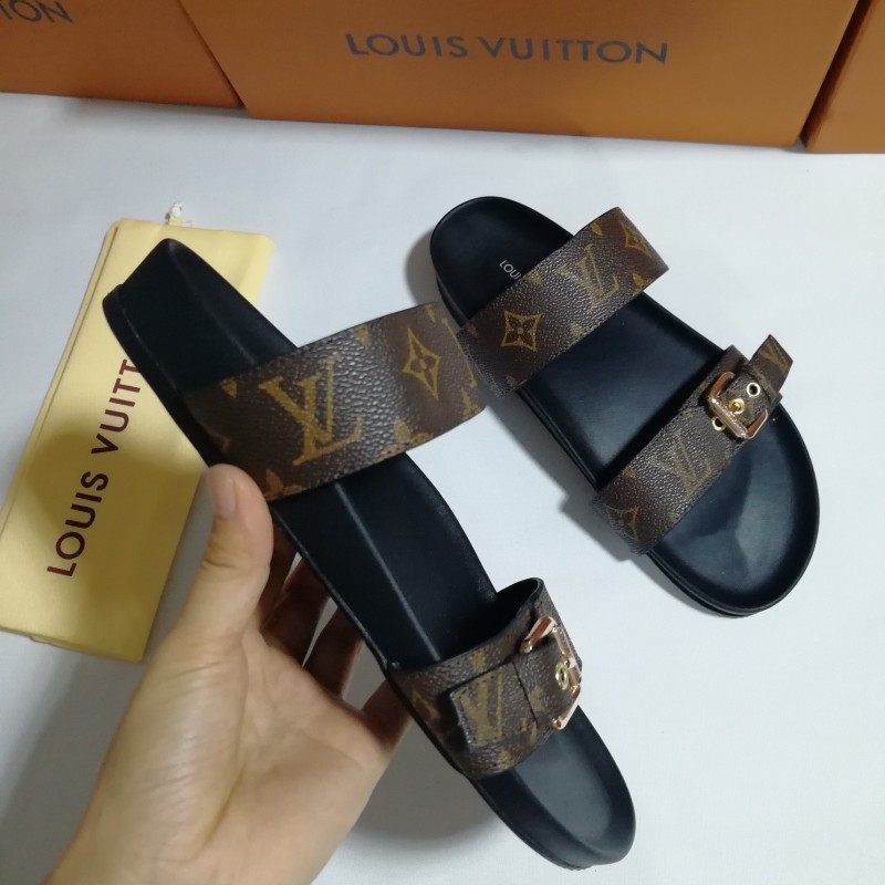 Buy Cheap Louis Vuitton Leather sandals LV Leather Slippers for Women ...