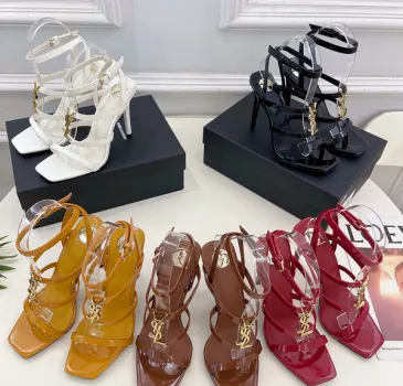 YSL Shoes for Women's Stunning YSL Yellow Patent Leather Strappy High - Heel Sandals Heel height:10.5cm #A54191