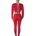 Reversible Skinny Tie Wrap T Shirt 2 Piece Pant Sets