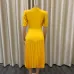 2023 Summer New Short Sleeve Pleated Solid Size Cross border Dress #A21656