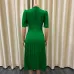 2023 Summer New Short Sleeve Pleated Solid Size Cross border Dress #A21656