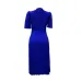 2023 Summer New Short Sleeve Pleated Solid Size Cross border Dress #A21656