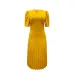2023 Summer New Short Sleeve Pleated Solid Size Cross border Dress #A21656