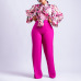 Loose large size casual printed long-sleeved shirt wide-leg pants two-piece set #A21706