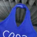 LOEWE Vibrant Blue Knit Halter Top with Iconic White Quatrefoil Motif and Striped Hem for Effortless Chic Style one size #A54227