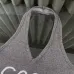 LOEWE Vibrant Grey Knit Halter Top with Iconic White Quatrefoil Motif and Striped Hem for Effortless Chic Style one size #A54229